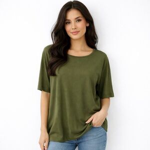 Chicos The Ultimate Tee Shirt Green Size XL Classic Basic Soft Minimalist